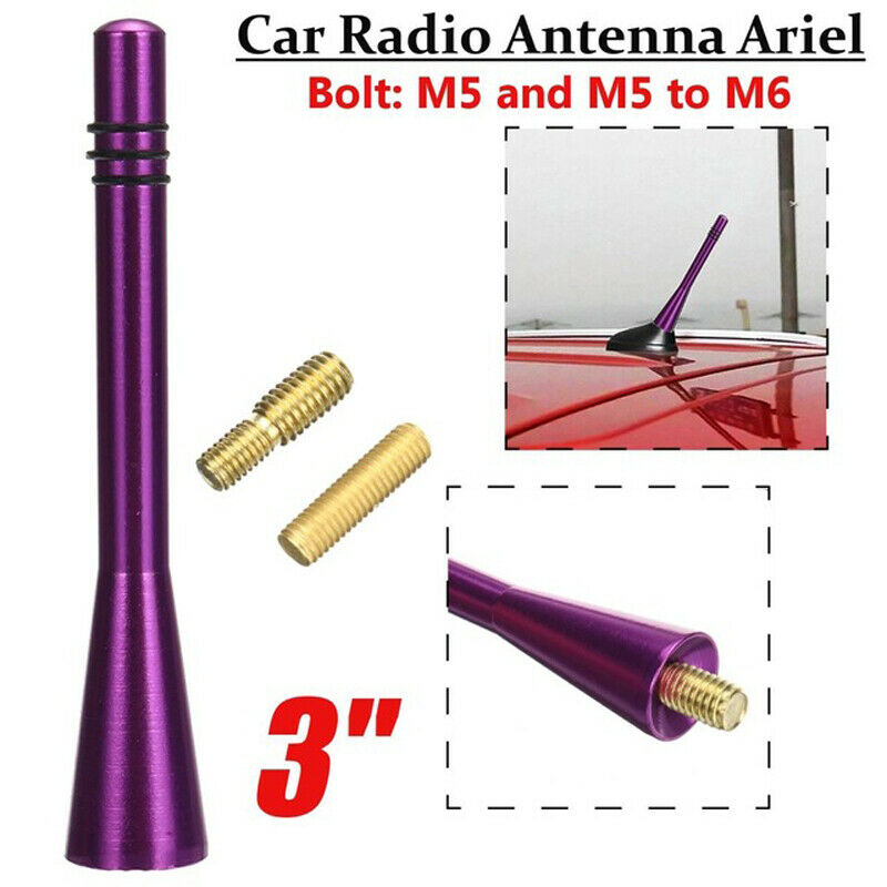 Purple Car Bee-sting Stubby Short Aerial Antenna Mast AM/FM Aluminum Universal
