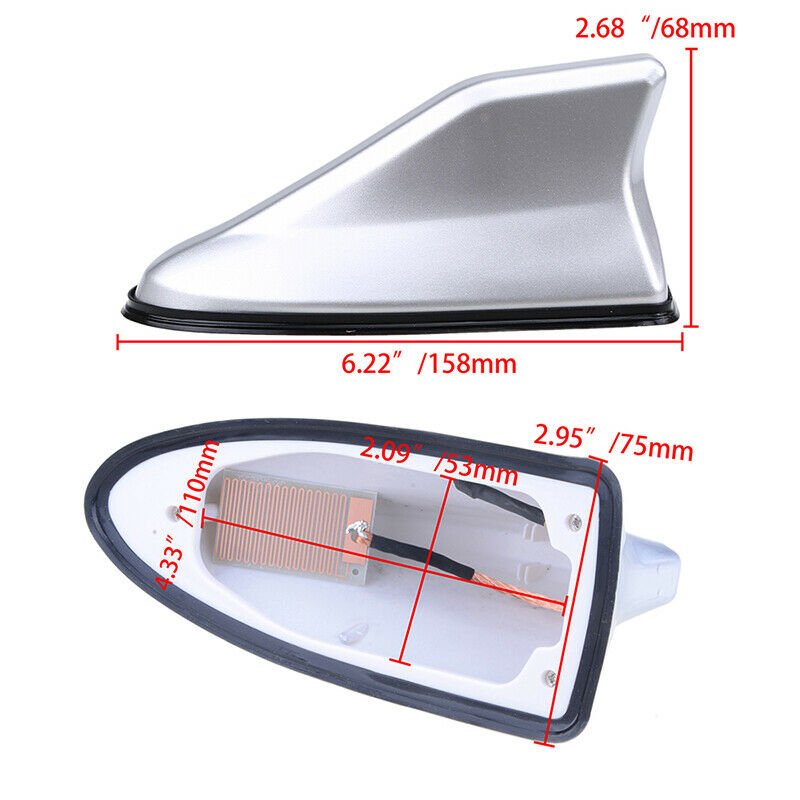 Car Silver Roof Shark Fin Antenna Aerial AM/FM Signal Radio Aerial Waterproof