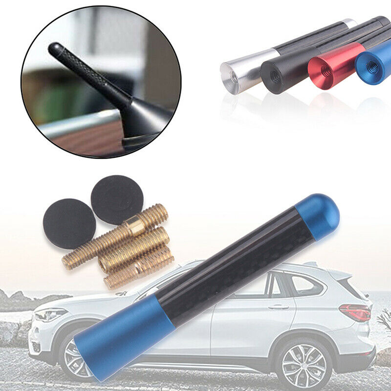 8cm Car Bee-sting Stubby Aerial Blue Carbon Fibre Ariel Arial AM/FM Universal