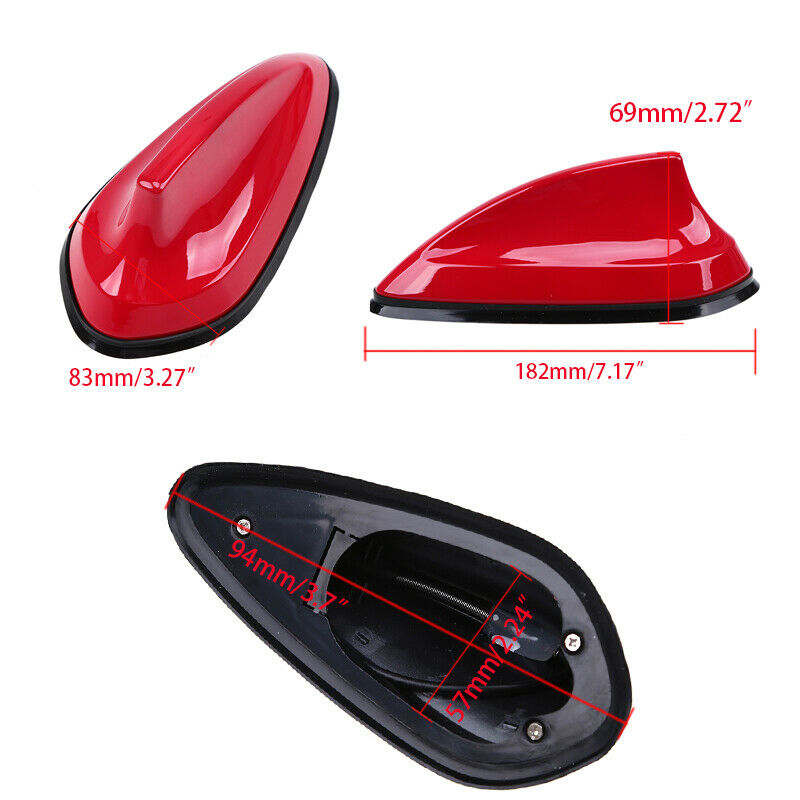 1x Universal Big Shark Fin Antenna SUV Car Roof Radio AM/FM Signal Aerial Red