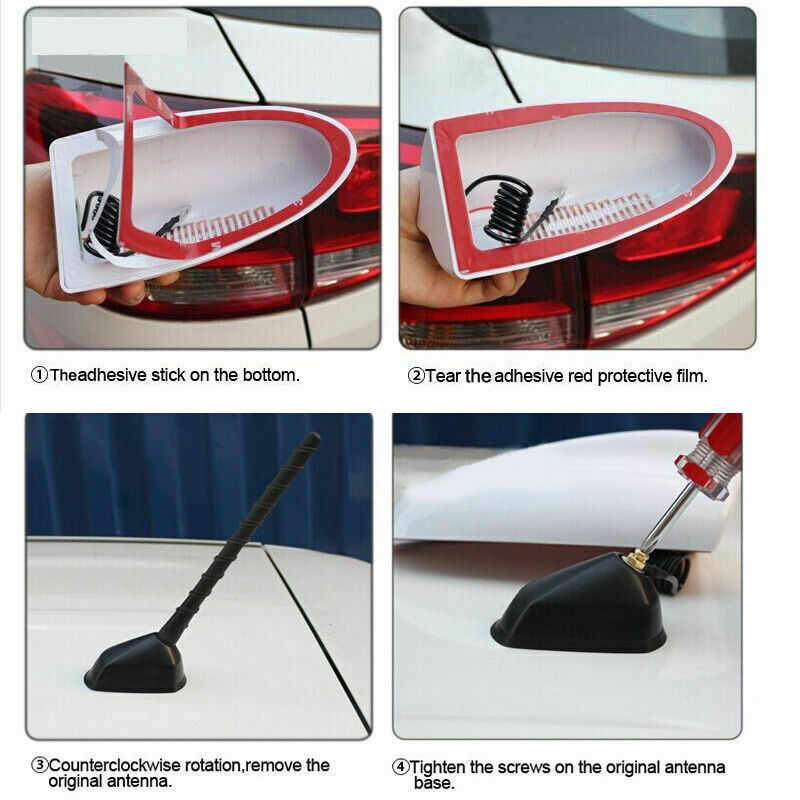 1x Universal Big Shark Fin Antenna SUV Car Roof Radio AM/FM Signal Aerial Red