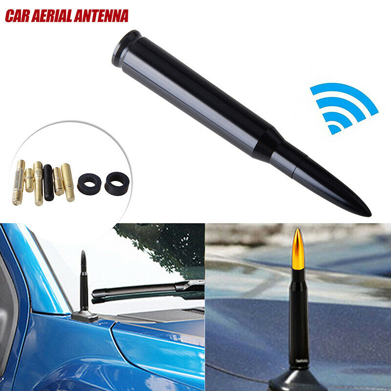 1pcs Black Car Bullet Antenna Aluminum Radio FM Antena Kit Universal Screw