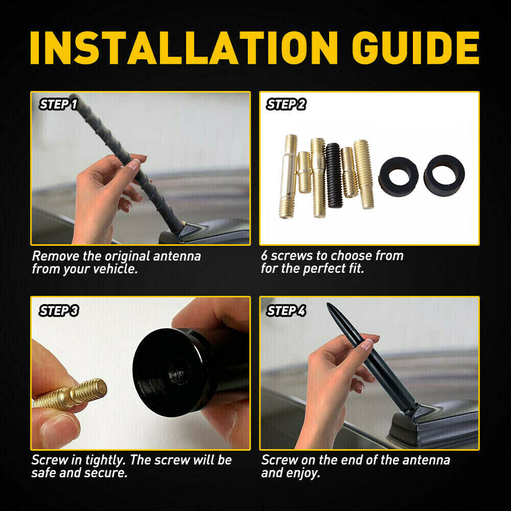 1pcs Gold Auto Car Bullet Antenna Aluminum Radio FM Antena Kit Universal Screw