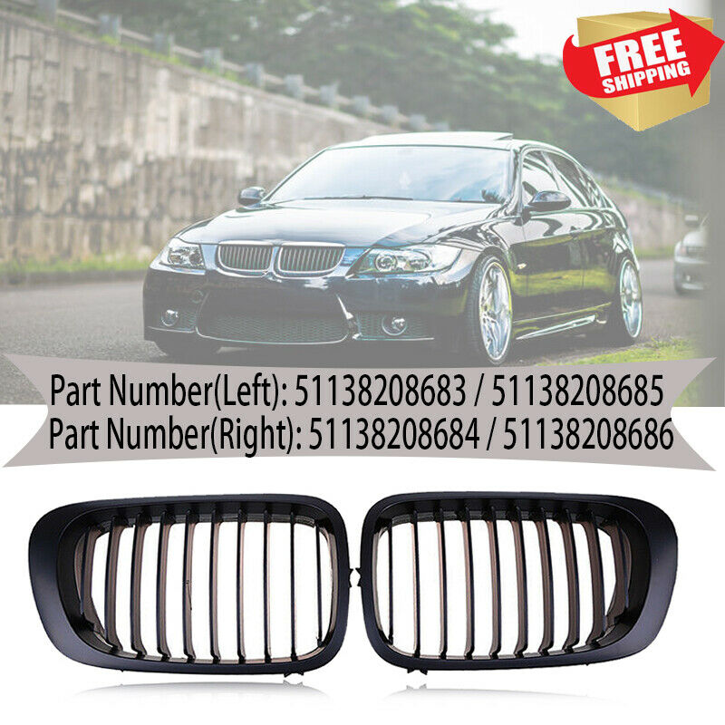 1 Pair For 1998-2001 BMW E46 2 Door Coupe Matte Black Kidney Grille Grill