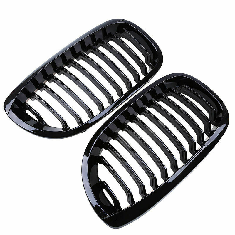 Pair For BMW 3 Series E46 Coupe 2003-2006 Gloss Black Kidney Front Grille Grill