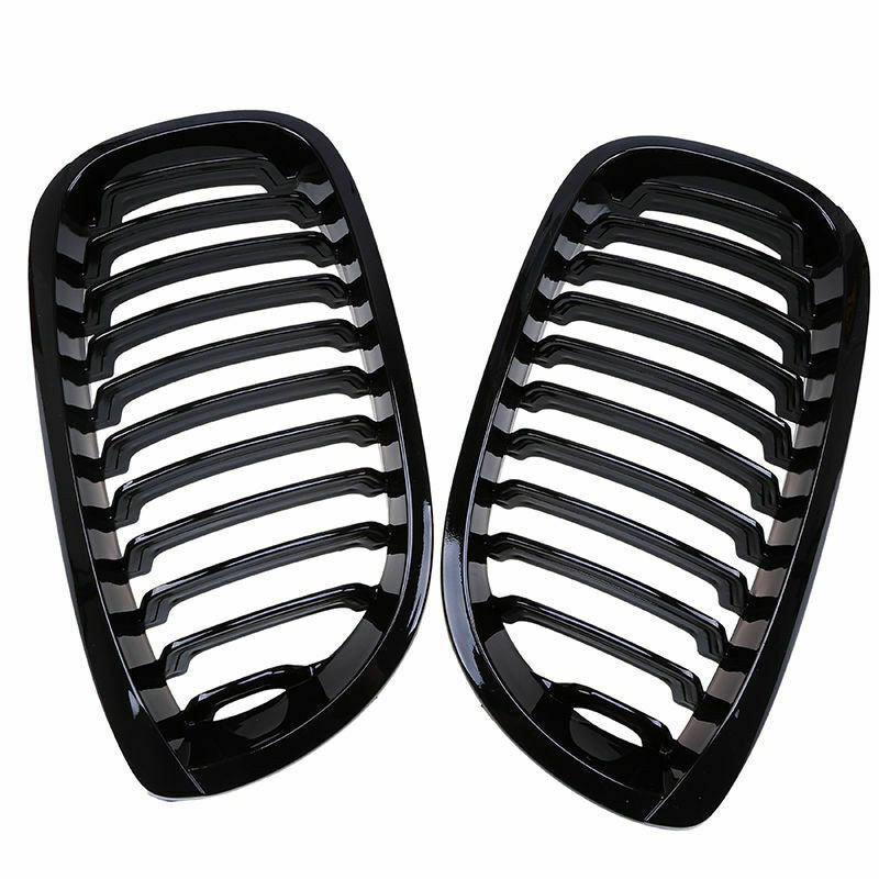 Pair For BMW 3 Series E46 Coupe 2003-2006 Gloss Black Kidney Front Grille Grill