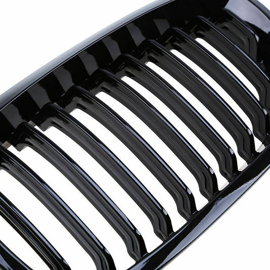 Pair For BMW 3 Series E46 Coupe 2003-2006 Gloss Black Kidney Front Grille Grill