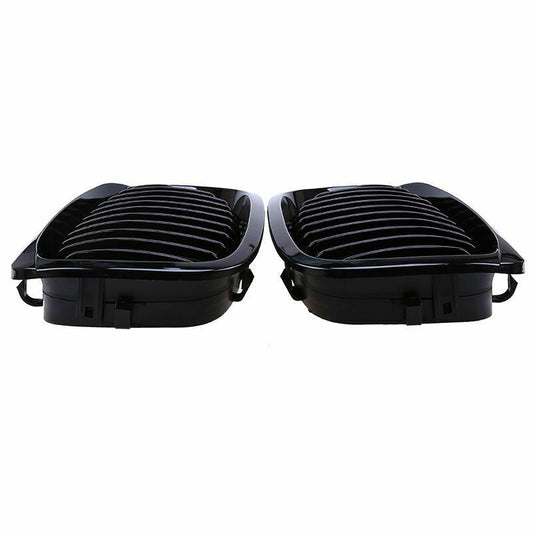 Pair For BMW 3 Series E46 Coupe 2003-2006 Gloss Black Kidney Front Grille Grill