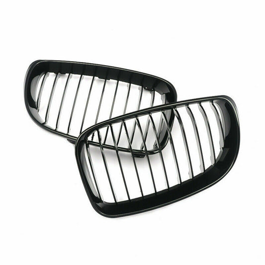 2x Gloss Black Front Kidney Grilles Grill For BMW 1-Series E81/E82/E87/E88 08-12