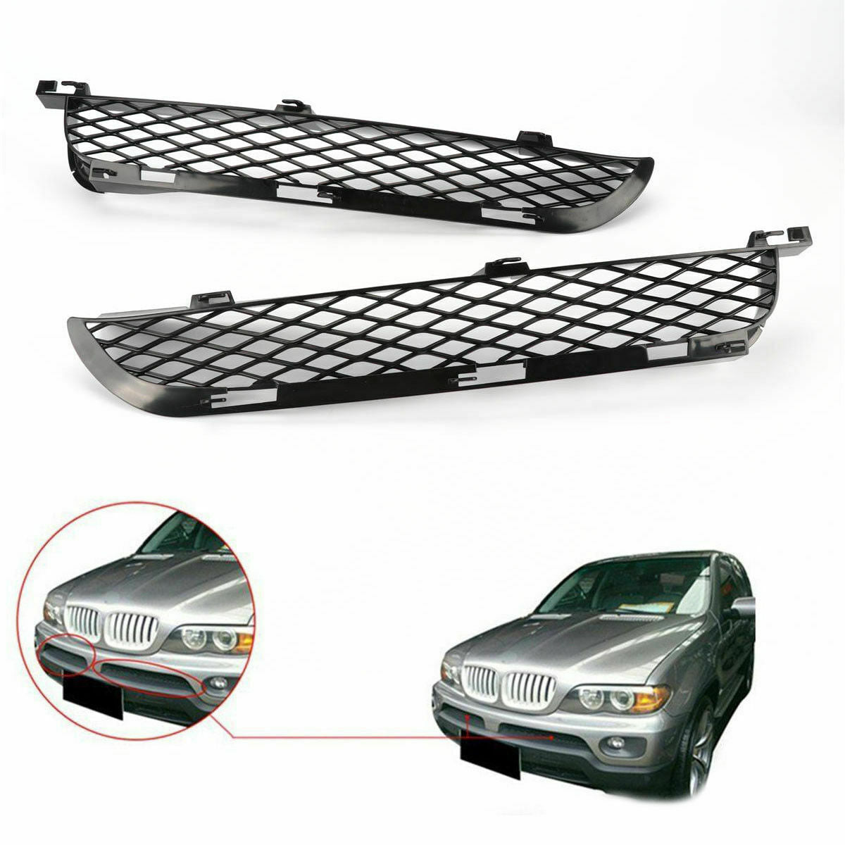 ABS Upper Bumper Mesh Grille Grill Black For BMW X5 E53 2003-06 Facelift UK AH