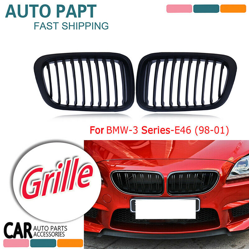Mate Black for BMW E46 3 Series Pre-face 1998-2002 Front Kidney Grill Grille