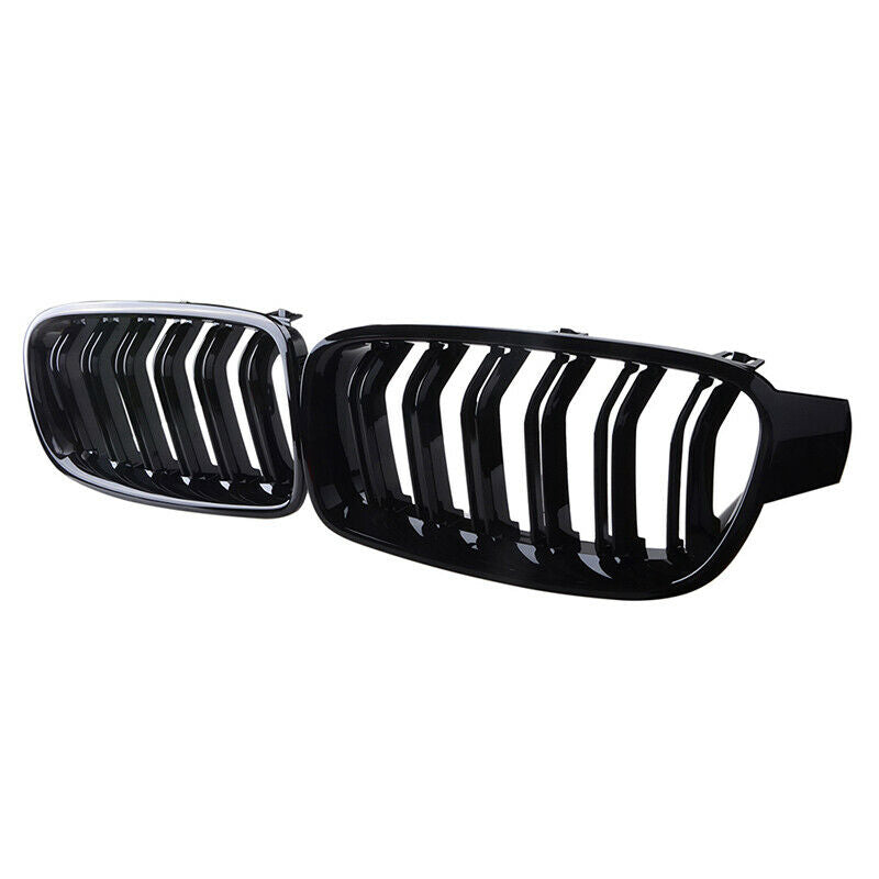 Kidney Bumper Grill Grille Gloss Black Dual Line For BMW F30 F35 3 Series 12-16