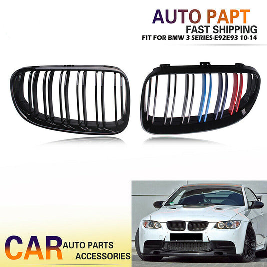 For 2010-2013 BMW 3 Series E92 E93LCI Kidney Grille Grill M Color Bright Black