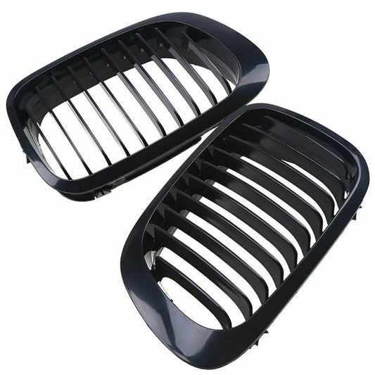 2pc GLOSS BLACK KIDNEY GRILLE GRILL FOR BMW E46 3 SERIES PRE-LCI COUPE M3 99-02