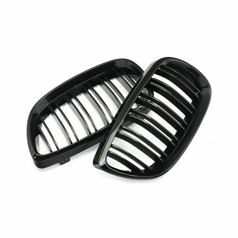 Pair Gloss Black Double Slat Kidney Grill Grille Fits For BMW E92 E93 M3 06-09