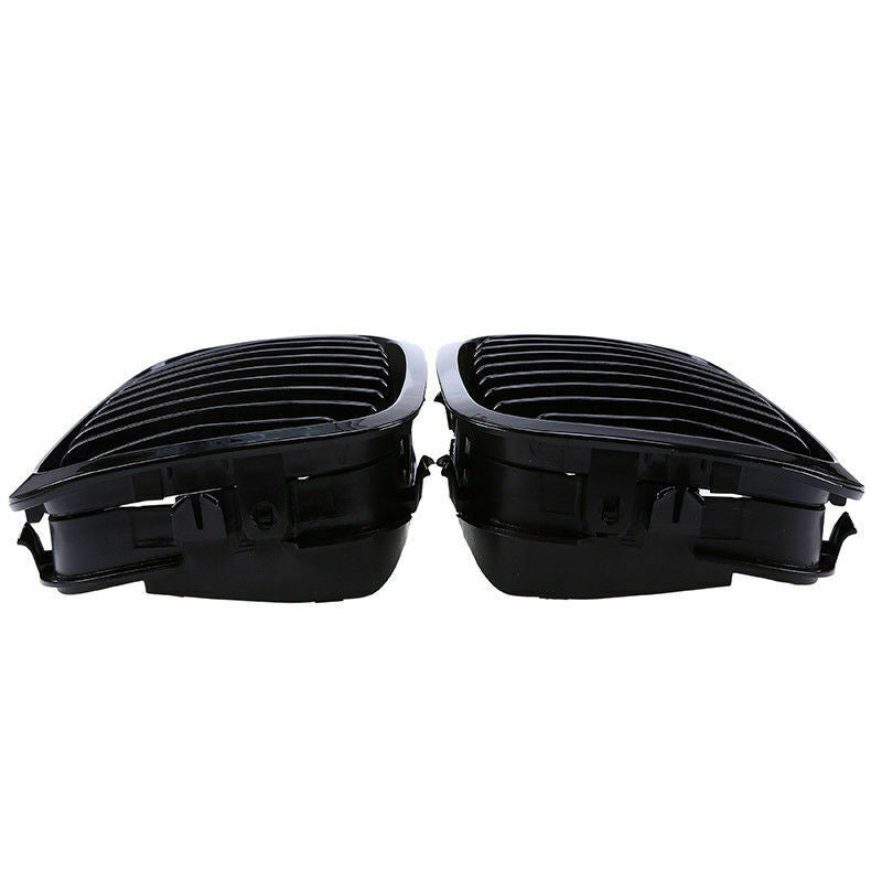 Pair Gloss Black Kidney Grill Grille For BMW E46 Coupe Cabrio 99-03 Pre-facelift