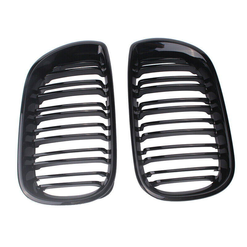 Pair Gloss Black Kidney Grille Grill For BMW 3 Series E46 Sedan 2002-05 Facelift