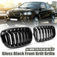 GLOSSY BLACK BUMPER KIDNEY GRILLS GRILLE TWIN SLATS FOR BMW E70 E71 X5 X6 07-13