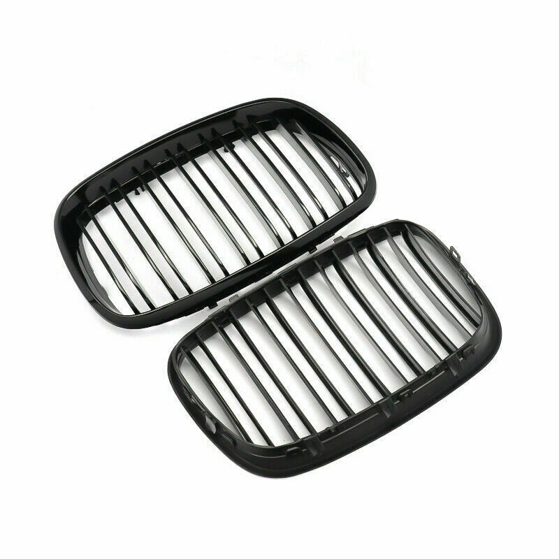 GLOSSY BLACK BUMPER KIDNEY GRILLS GRILLE TWIN SLATS FOR BMW E70 E71 X5 X6 07-13