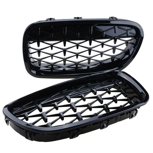 Cool Diamond Black Kidney Grill Grilles For BMW F10 F11 F18 5-Series 2010-2016