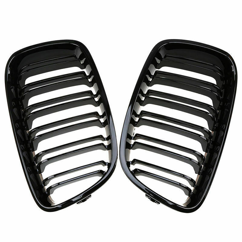 2x HIQ ABS Gloss Black Dual Slat Grilles for BMW 1 Series F20/F21 2012-2014 128i