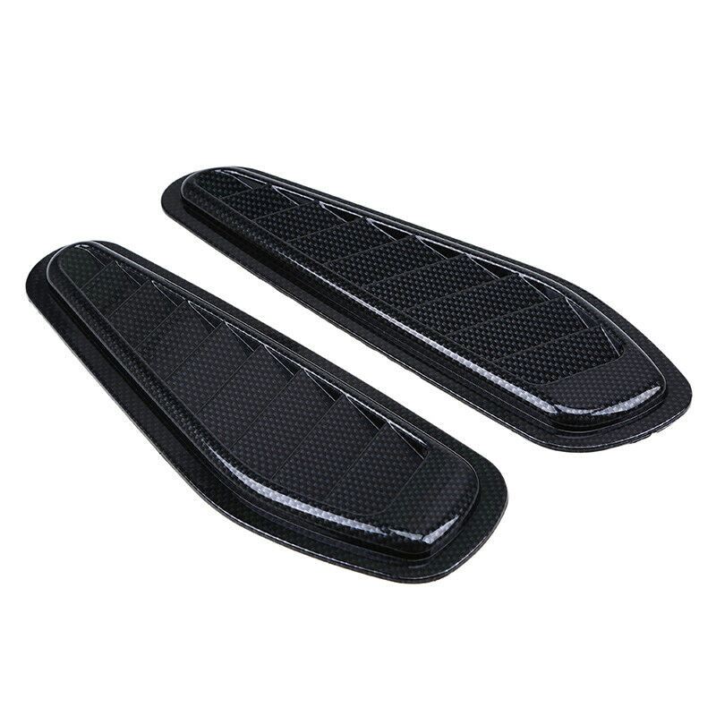 2x Carbon Fiber Car Air Flow Intake Scoop Turbo Bonnet Vent Cover Hood Fender UK