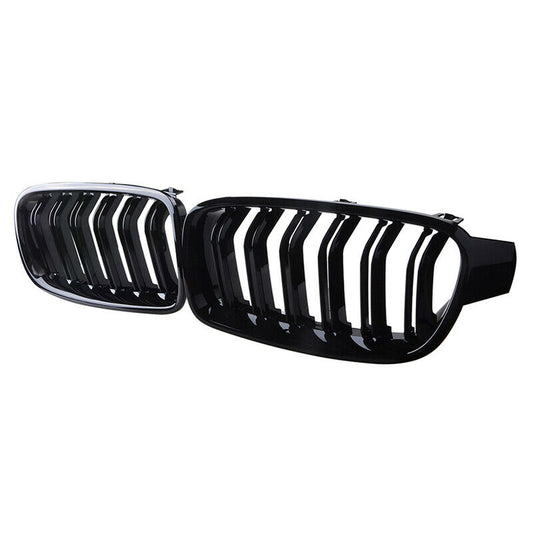 For BMW F30 F31 F35 3 Series 2012-2019 Kidney Grill Grille Gloss Black Dual Line