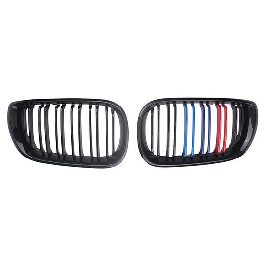 Pair Gloss Black&M-Color FRONT KIDNEY GRILL For BMW E46 320i 325i 330i 2002-2005