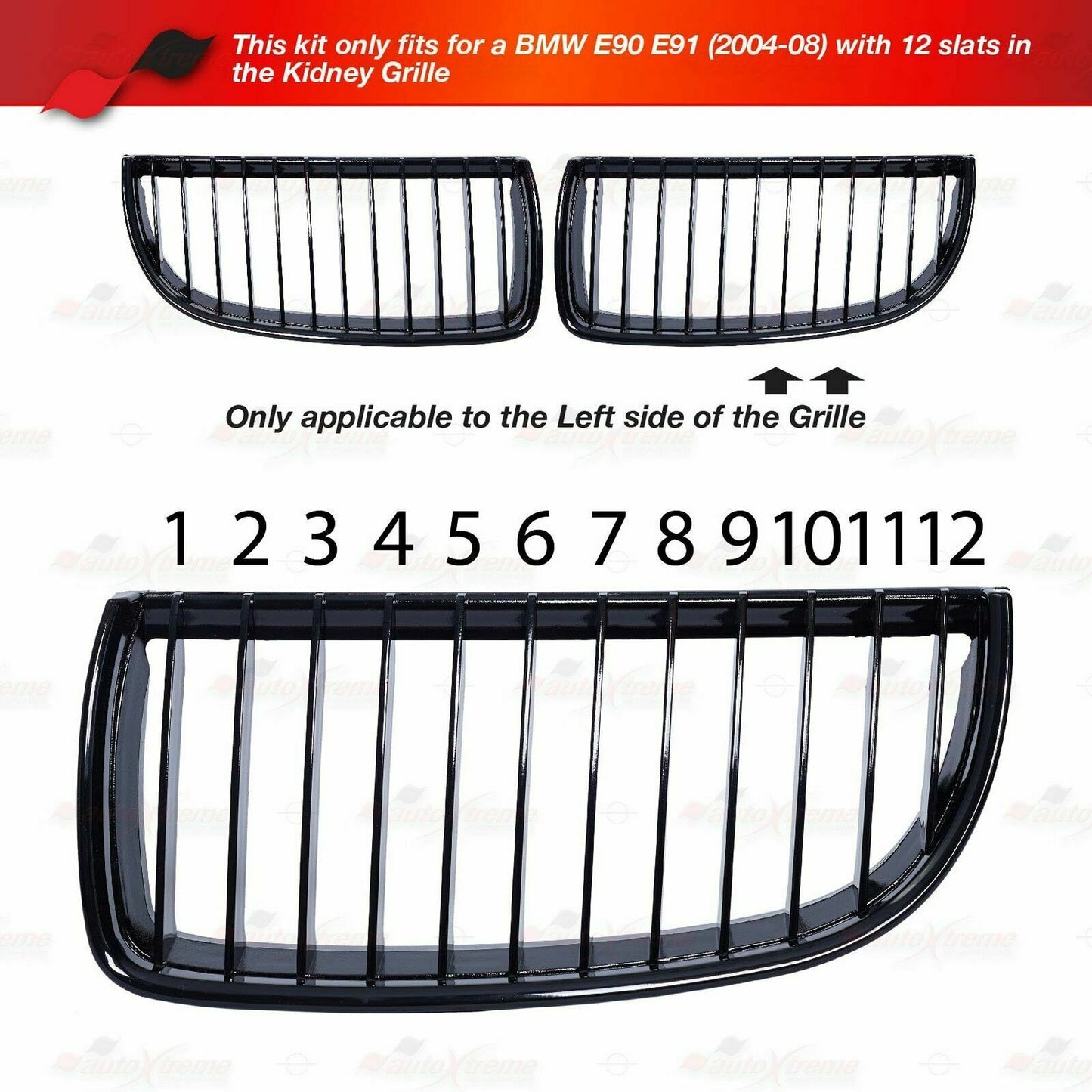 M Style Kidney Grille Strip Cover Clip Trim For BMW 3 Series E90 E91 UK hh