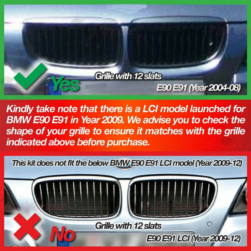 M Style Kidney Grille Strip Cover Clip Trim For BMW 3 Series E90 E91 UK hh