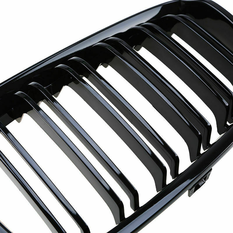 2x Gloss Black Dual Slat Grilles for BMW F20 F21 1 Series 2012-2014 128i HIQ ABS