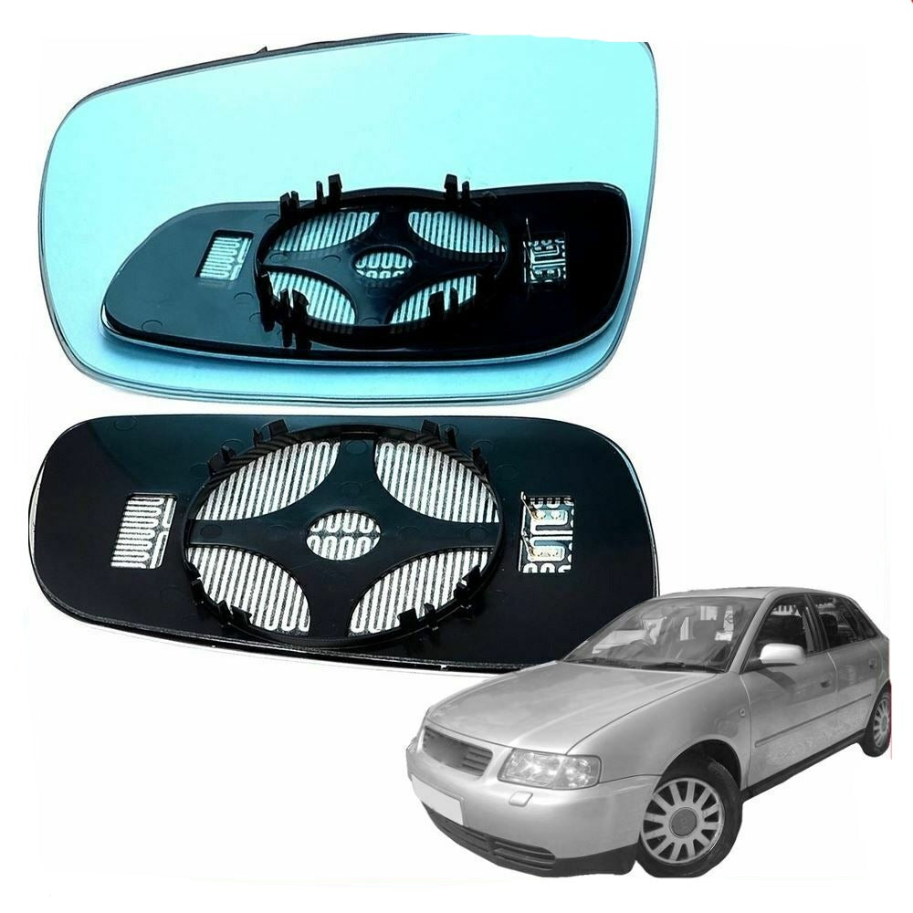Left Passenger side blue Wing mirror glass for Audi A3 1996-2000 Heated