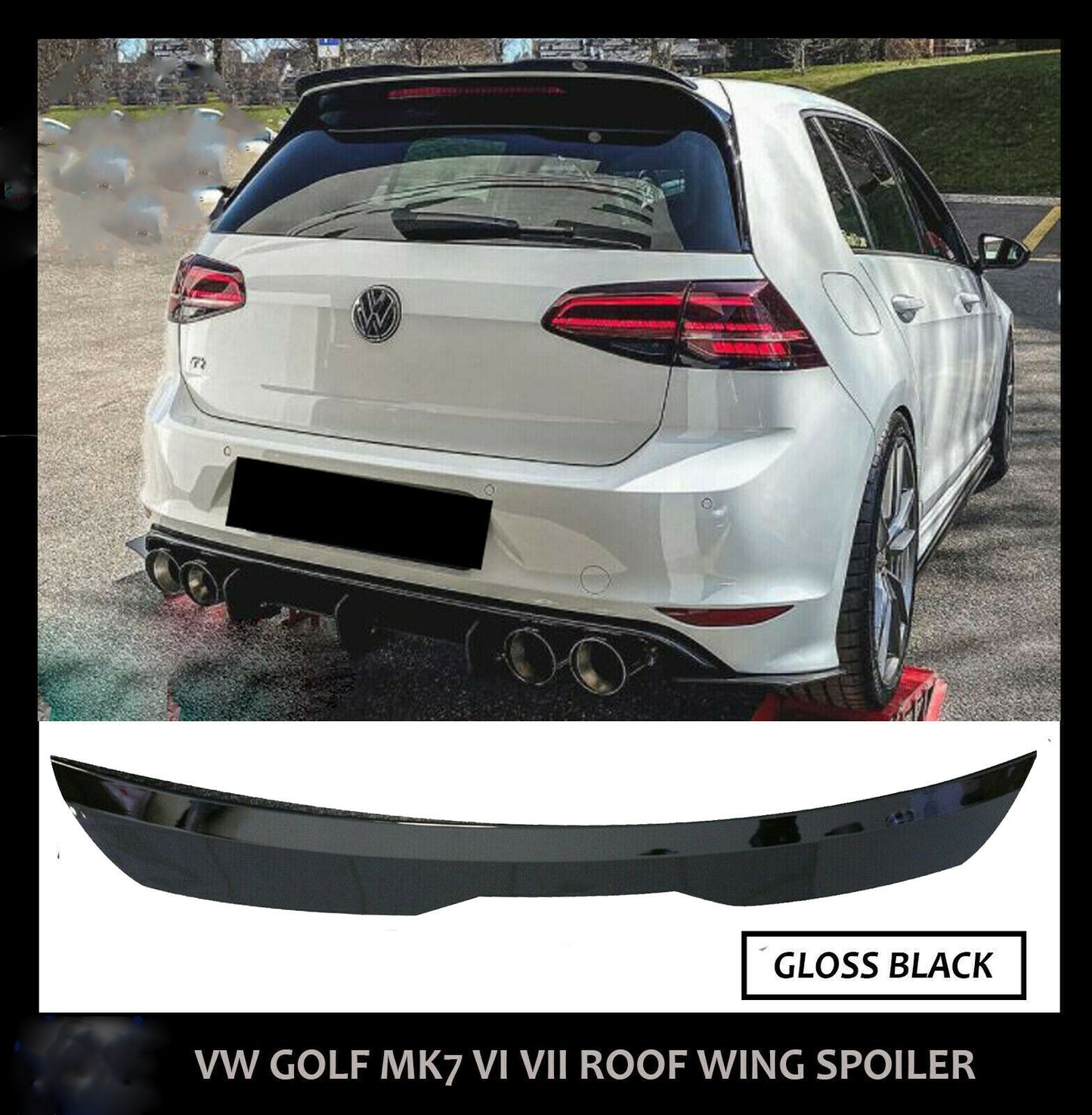 FOR VW GOLF MK6 MK7 VI VII GLOSS BLACK ROOF SPOILER WING LIP O STYLE OEM FIT