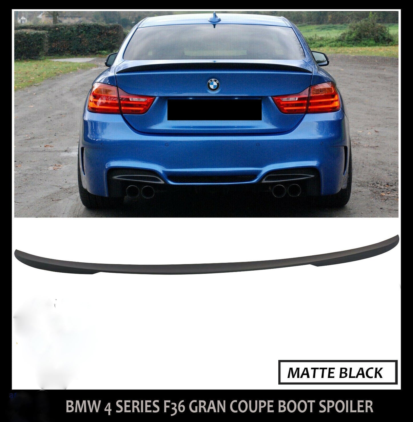 BMW 4 Series F36 4D Gran Coupe Rear Trunk Boot Spoiler Lip Matte Black Oem Fit