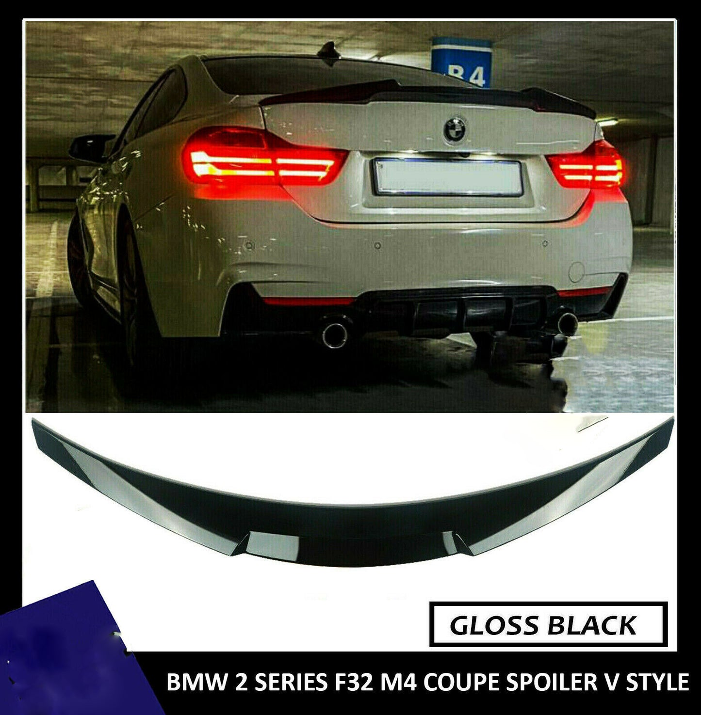 BMW 4 Series F32 - Gloss Black M4 Style Rear Boot Spoiler Coupe 2014-2020