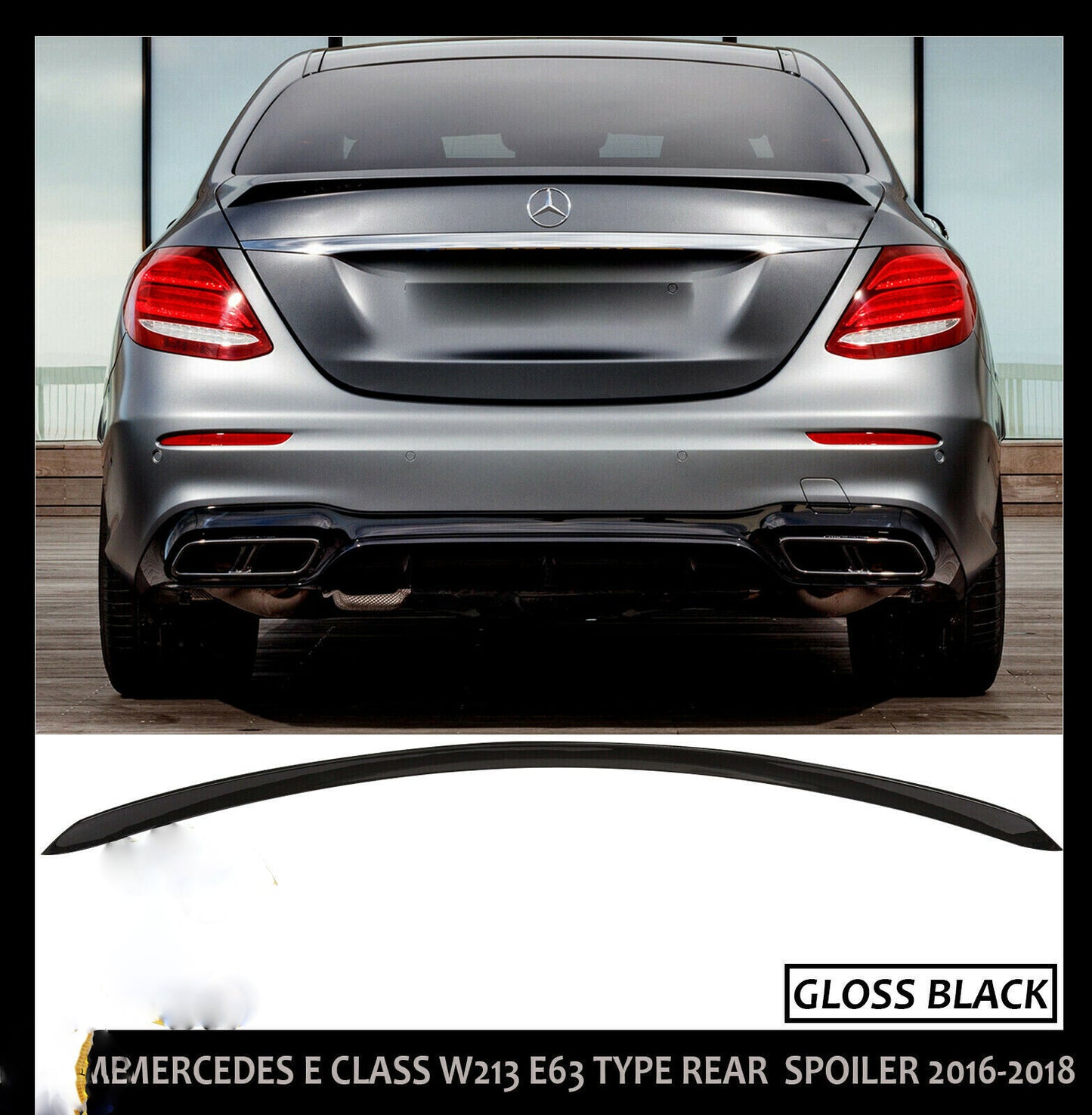 MERCEDES E CLASS W213 SALOON AMG STYLE BOOT SPOILER GLOSS BLACK 2016-2020