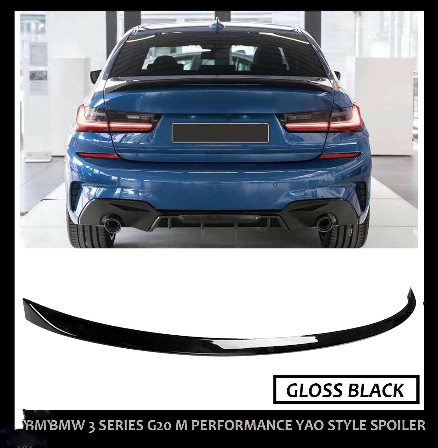 BMW 3 SERIES G20 G21 M PERFORMANCE YAO STYLE REAR BOOT SPOILER LIP GLOSS BLACK