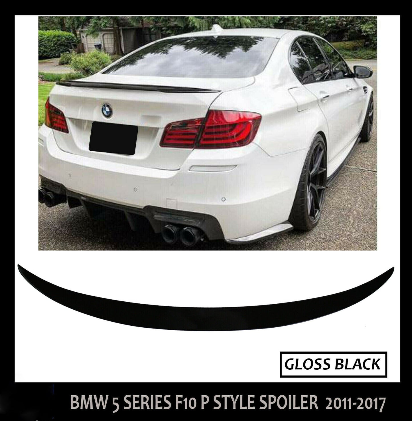 BMW 5 SERIES F10 M-SPORTS PSM STYLE REAR TRUNK BOOT SPOILER 11-17 GLOSS BLACK