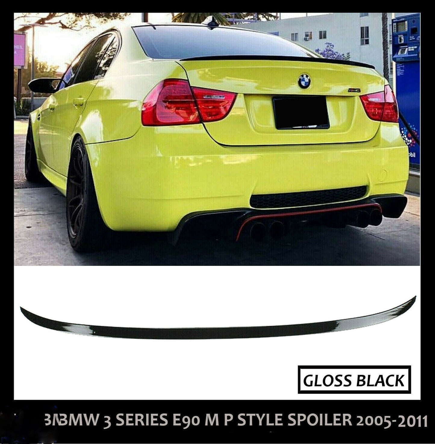 BMW E90 M SPORT M3 STYLE REAR TRUNK BOOT SPOILER LIP GLOSS BLACK OEM FIT