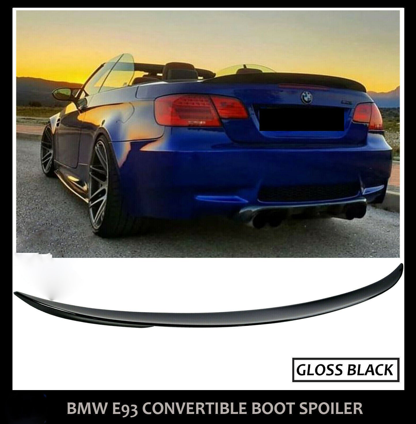 BMW 3 SERIES E93 2D PERFORMANCE REAR TRUNK LIP BOOT SPOILER GLOSS BLACK 2007 UP