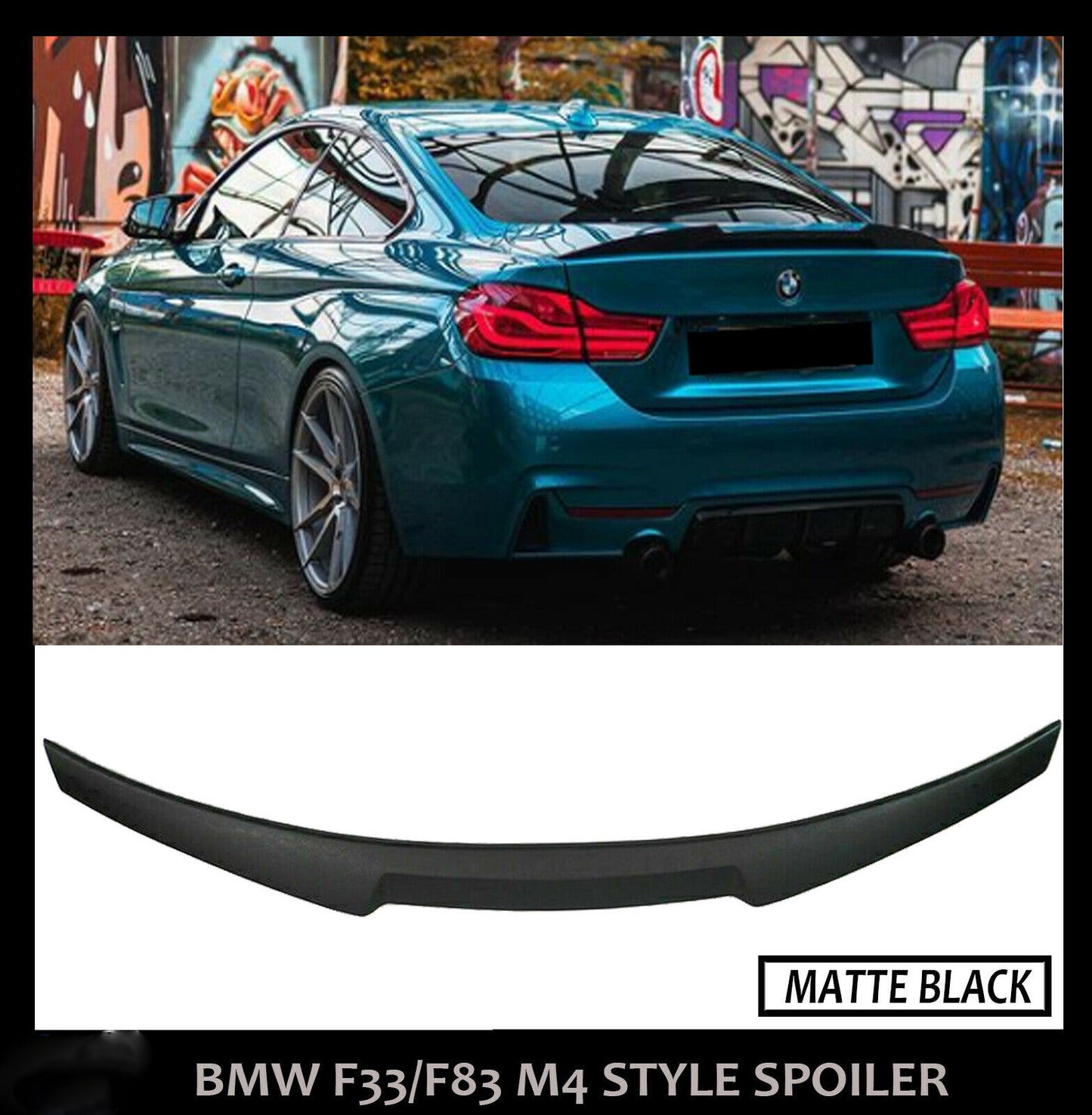 BMW 4 SERIES CABRIOLET F33 F83 REAR BOOT SPOILER M4 LOOK STYLE LIP MATTE BLACK