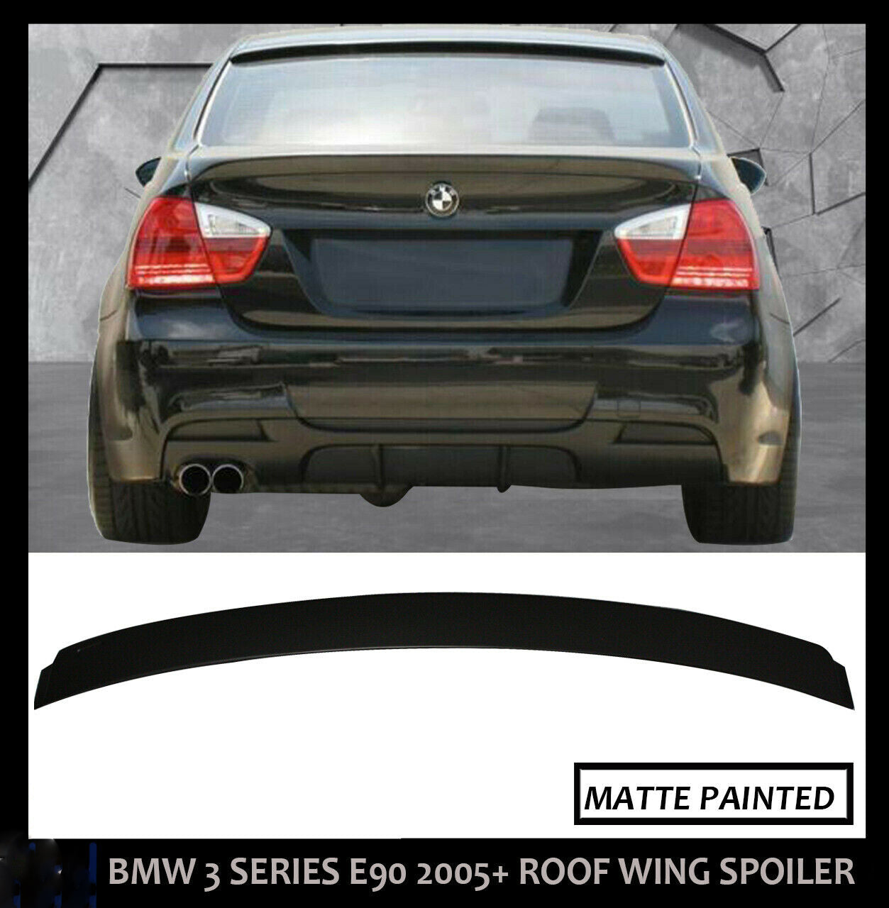 BMW 3 SERIES E90 M SPORT TYPE REAR TRUNK ROOF SPOILER LIP 2005-2011 MATTE BLACK