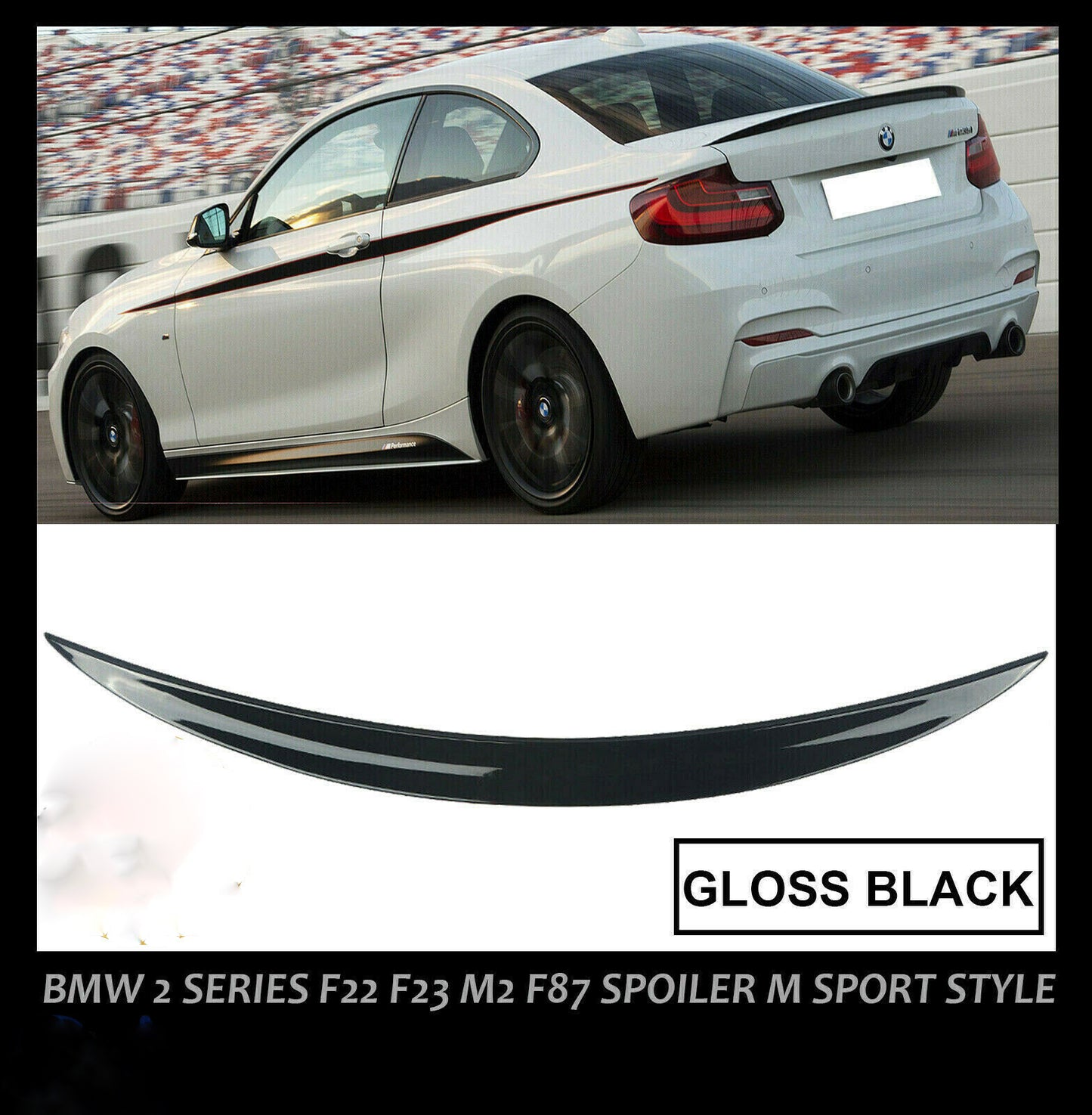 BMW 2 SERIES F22 F23 M2 F87 M SPORT TRUNK BOOT SPOILER LIP GLOSS BLACK OEM FIT