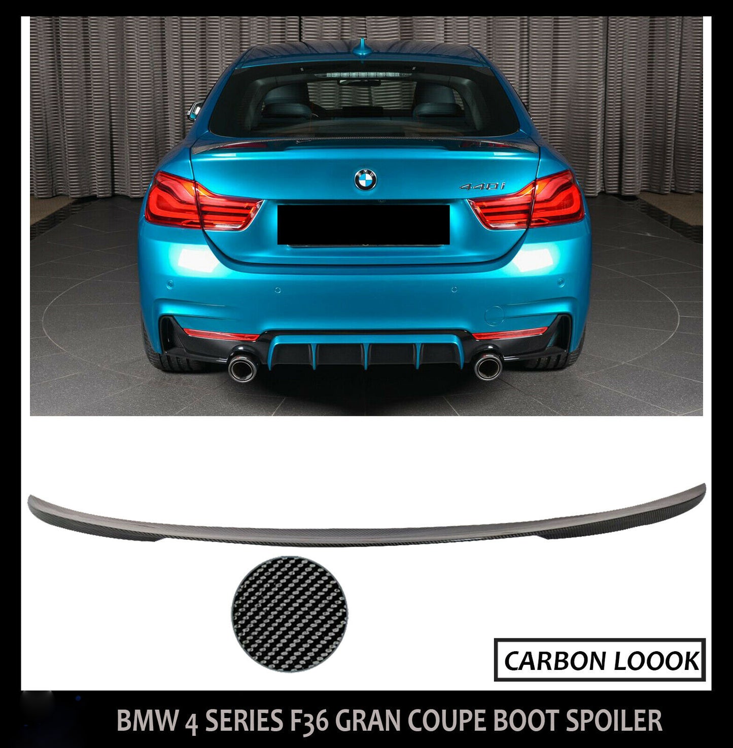 BMW 4 SERIES F36 4D GRAN COUPE REAR TRUNK BOOT SPOILER LIP CARBON LOOK OEM FIT