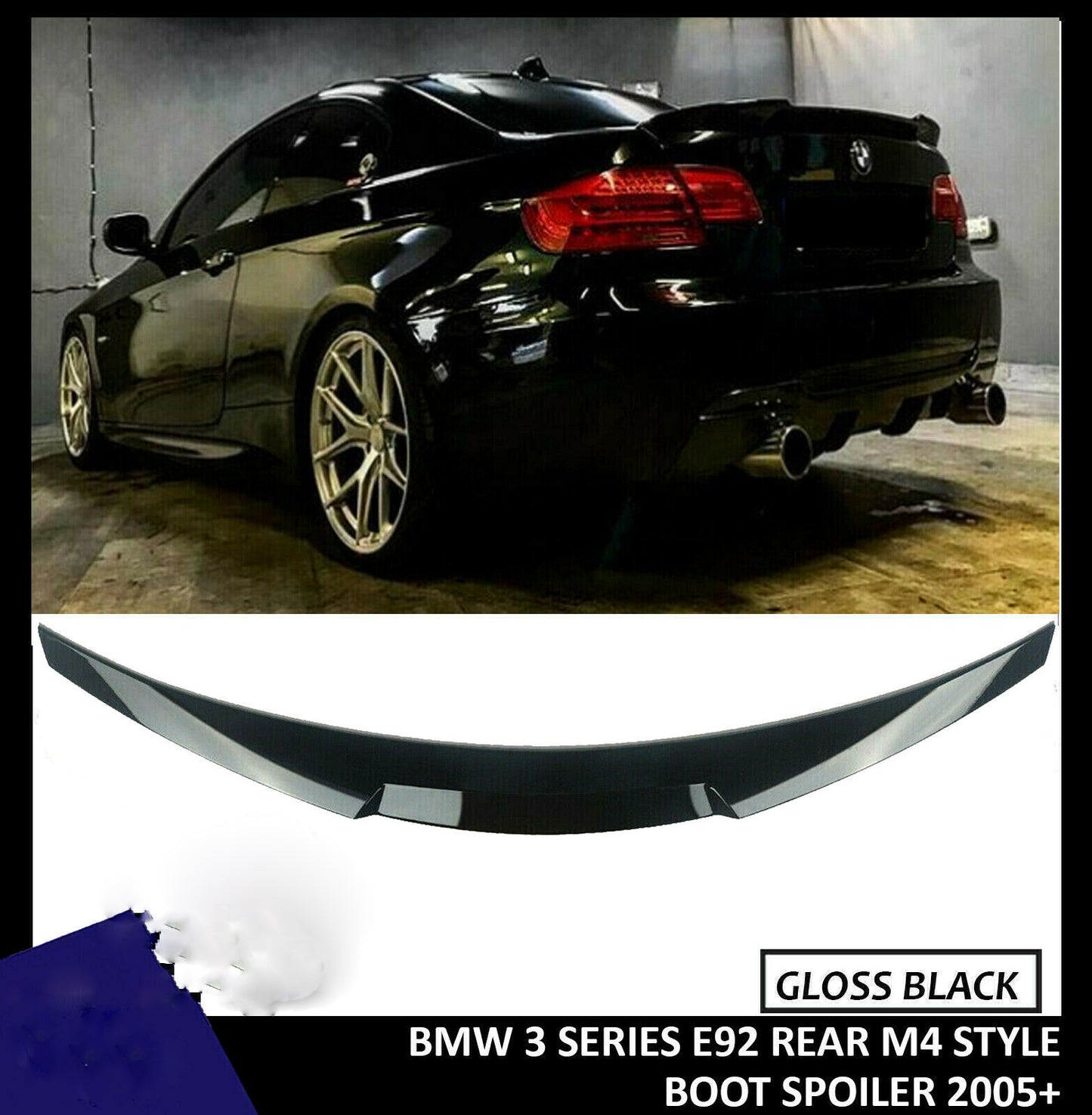 BMW 3 SERIES E92 2005+ REAR BOOT SPOILER TRUNK LID WING M4 STYLE GLOSS BLACK