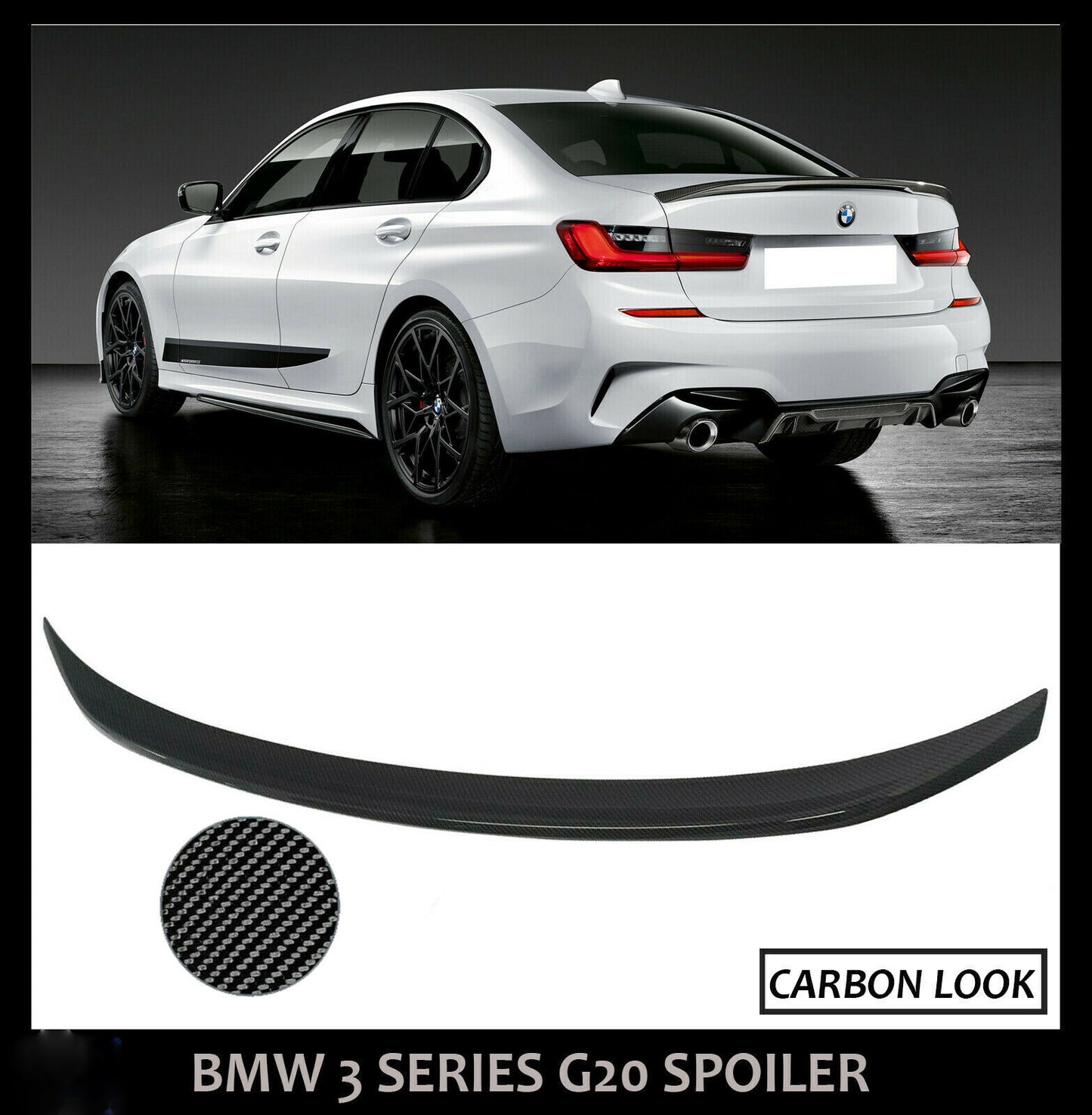 BMW 3 SERIES G20 M PERFORMANCE SPORT CARBON LOOK BOOT SPOILER TRUNK WING LIP