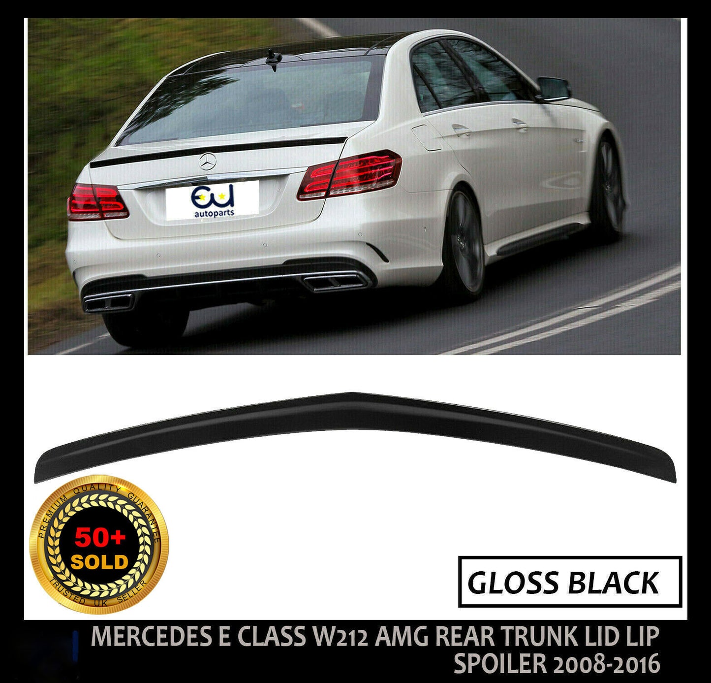 MERCEDES E CLASS W212 GLOSS BLACK AMG REAR TRUNK BOOT SPOILER LID LIP 2008-2016