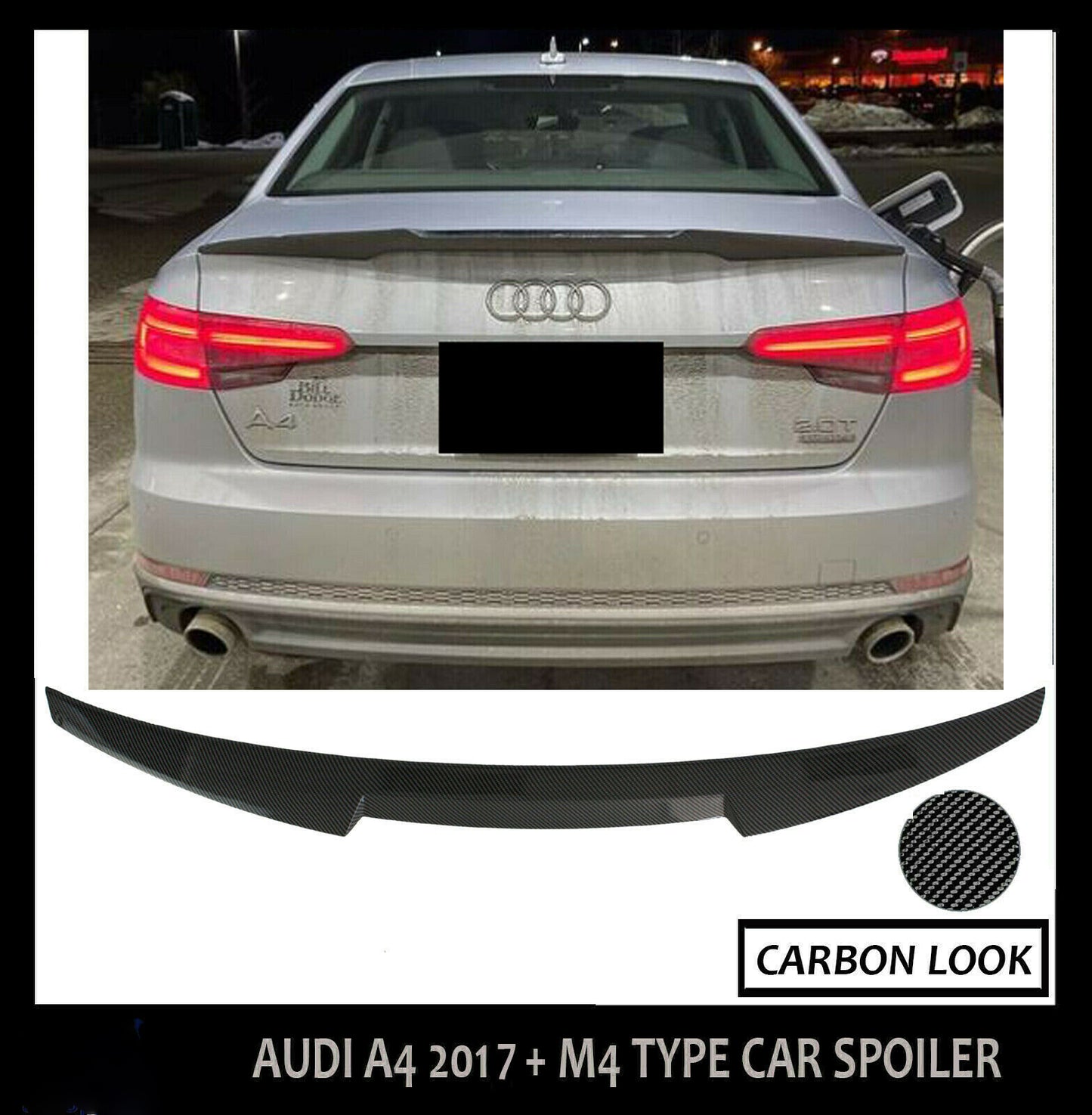 AUDI A4 B9 S LINE RS4 S4 REAR BOOT SPOILER TRUNK LIP M4 STYLE 2017+ OEM FIT