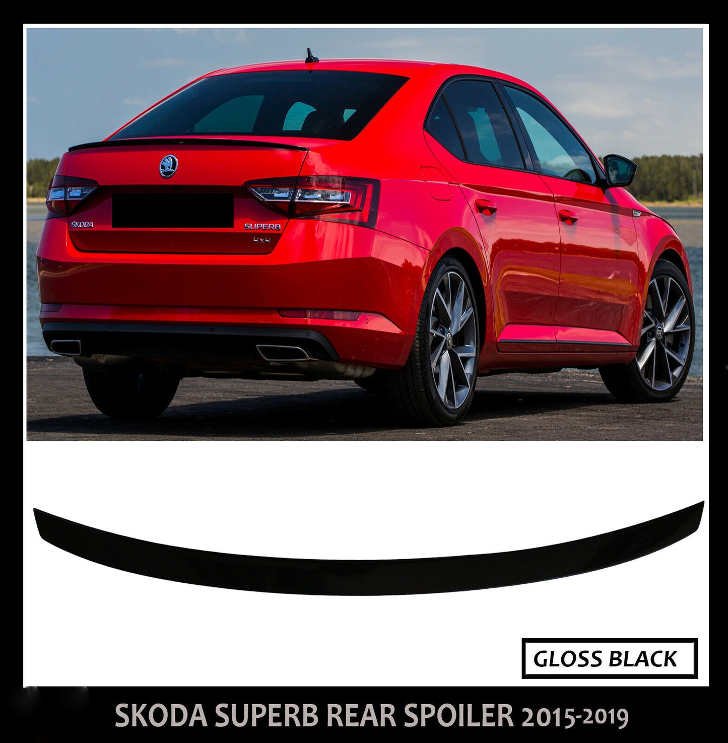 SKODA SUPERB MK3 3V SPORTS STYLE REAR BOOT SPOILER LIP WING 2015-19 PRE-FACELIFT