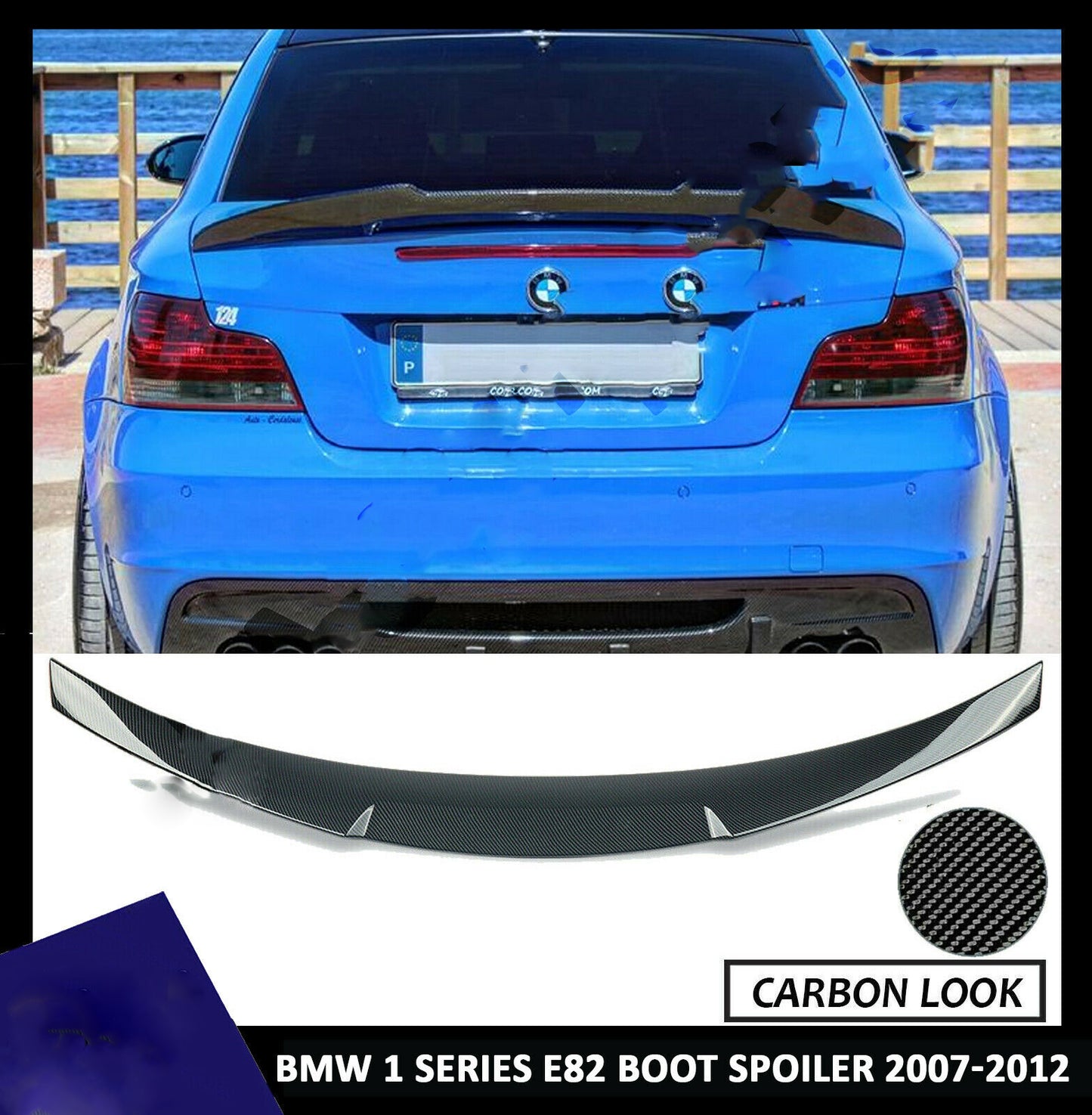 BMW 1 SERIES E82 REAR TRUNK BOOT SPOILER M4 STYLE CARBON LOOK 2007+